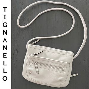 Tignanello Leather Ivory Small Crossbody Purse